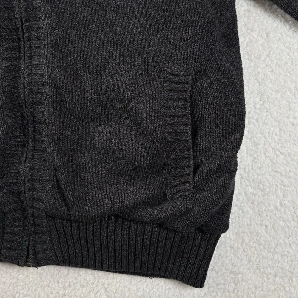 Vintage BOSTON TRADERS 100% Pure Wool Sweater Blue Sz L‎ Cable Chunky Full Zip